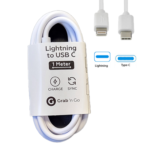 Grab ’N Go - Datacable Lightning to USB C 1m (NON MFi) White